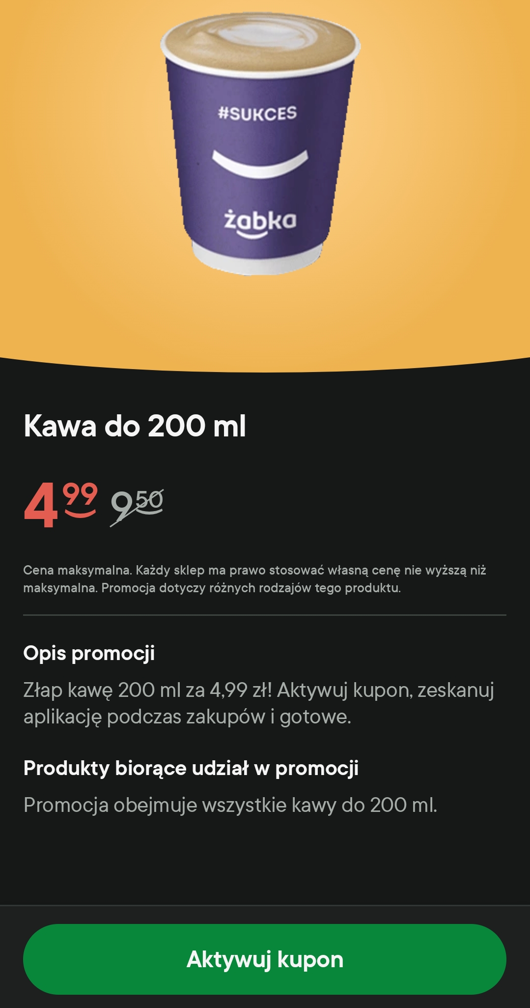 Kawa do 200 ml za 4.99 w Żabce