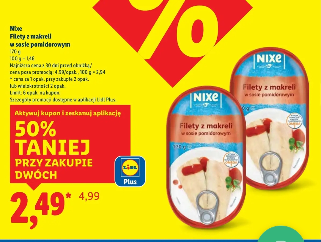 Filety z makreli w sosie pomidorowym NIXE 170g, przy zakupie 2 @Lidl