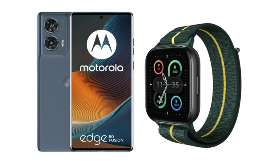 Smartfon  MOTOROLA edge 50 fusion 5G 8/256GB Forest Blue 144Hz + Moto Watch Fit Trekking Green