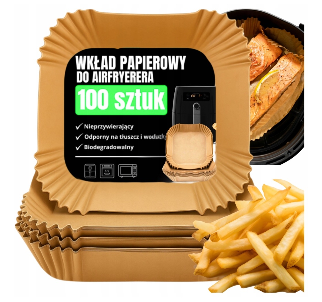 Papier do pieczenia 100 sztuk Air Fryer 20 cm + Darmowa dostawa