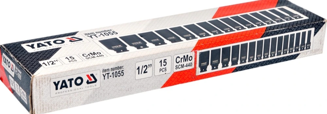 Yato nasadki udarowe głębokie 1/2 15 szt. YT-1055