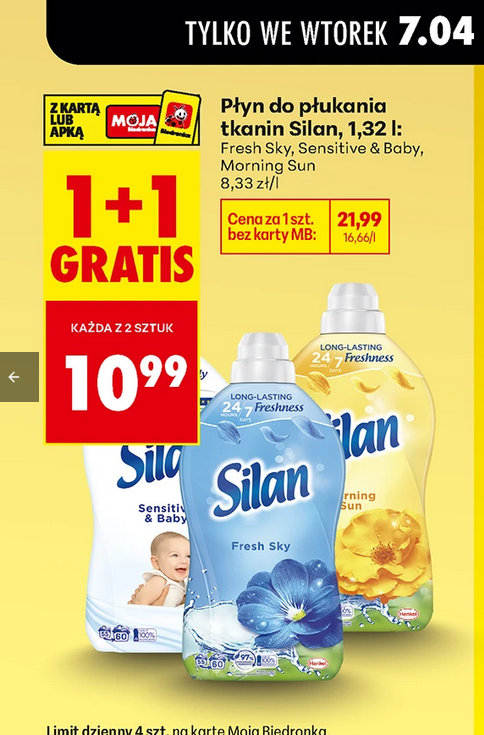 Płyn do płukania tkanin Silan, 1.32 L (1+1 GRATiS)