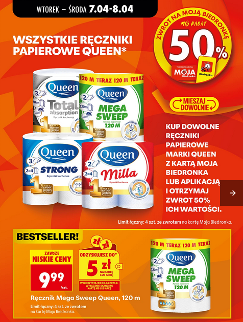 Wszystkie ręczniki papierowe QUEEN (zwrot 50% na konto MB)