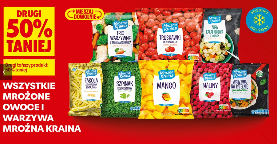 Wszystkie mrożone owoce i warzywa Mrożna Kraina (drugi 50% taniej)
