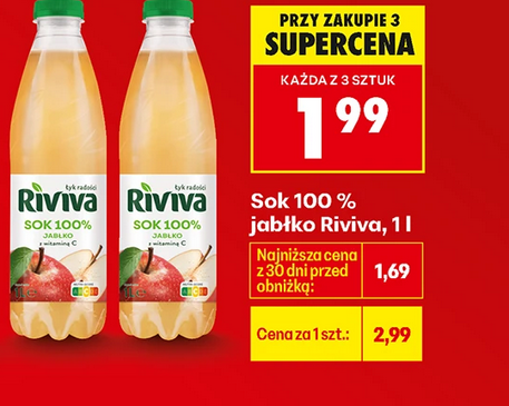 Sok 100% jabłko Riviwa, 1 L (przy zakupie 3 szt.)