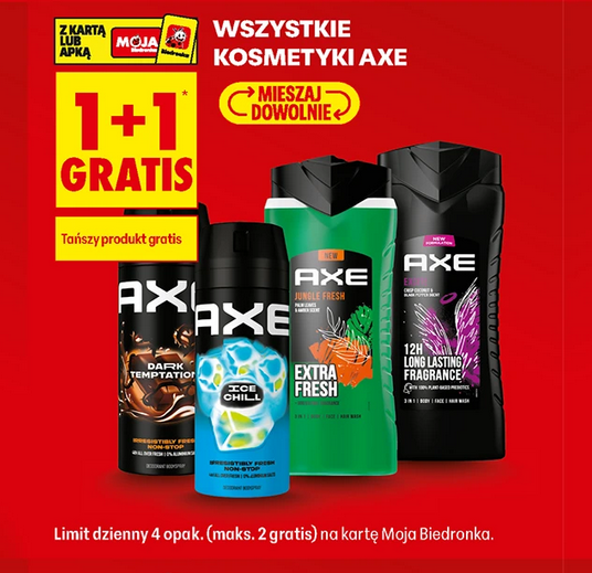 Wszystkie kosmetyki AXE (1+1 GRATIS)