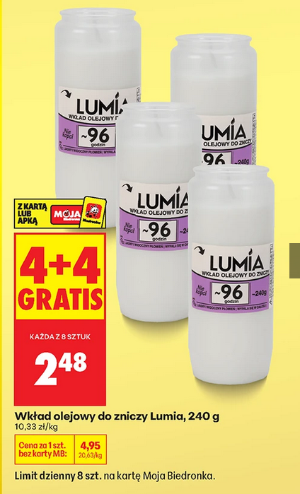Wkład olejowy do zniczy LUMiA, 240g (4+4 GRATiS)