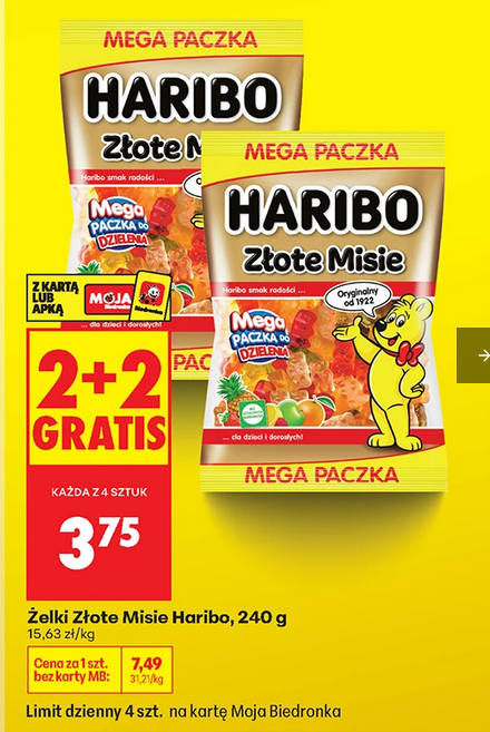 Żelki Złote Misie HARiBO (maga paka) (2+2 GRATiS)