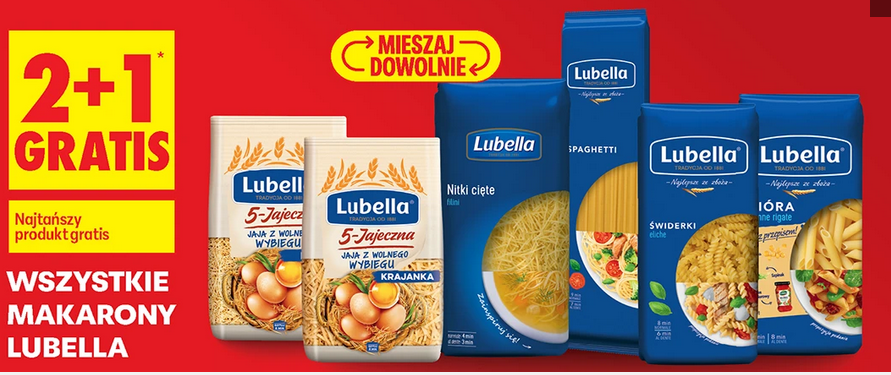 Wszystkie makarony LUBELLA (2+1 GRATIS)