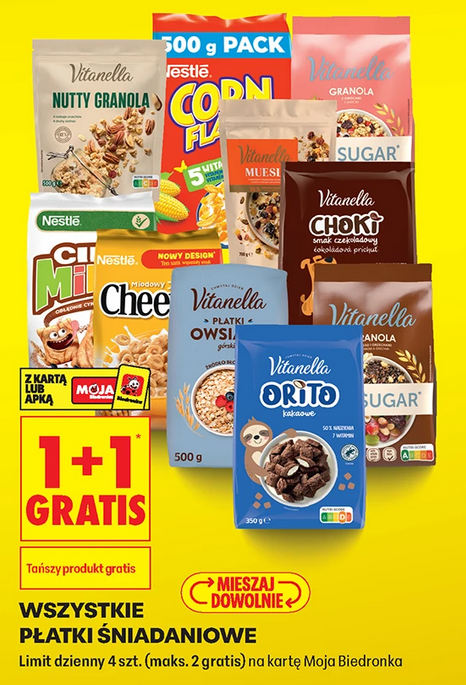 Wszystkie płatki śniadaniowe (1+1 GRATiS)