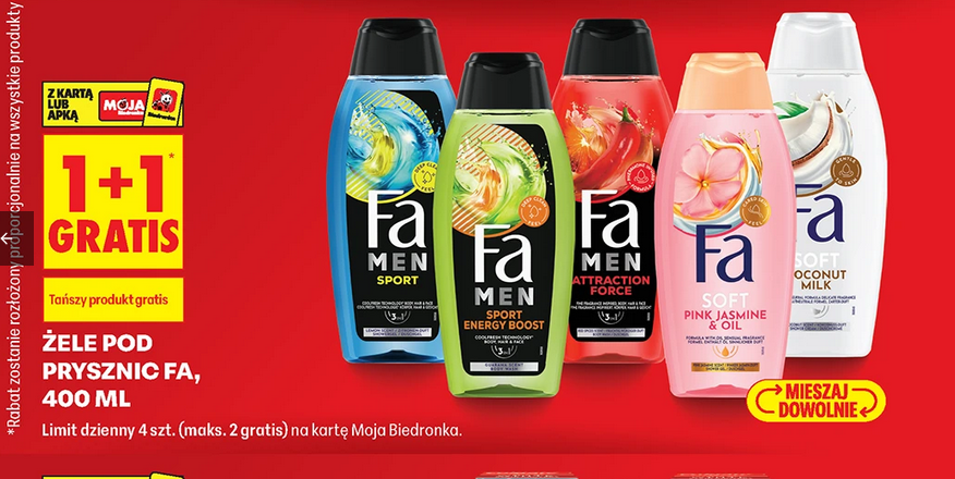 Żele pod prysznic FA, 400 ML (1+1 GRATIS)