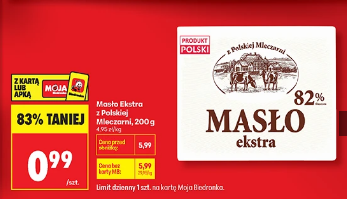 Masło Extra z Polskiej Mleczarni 200g