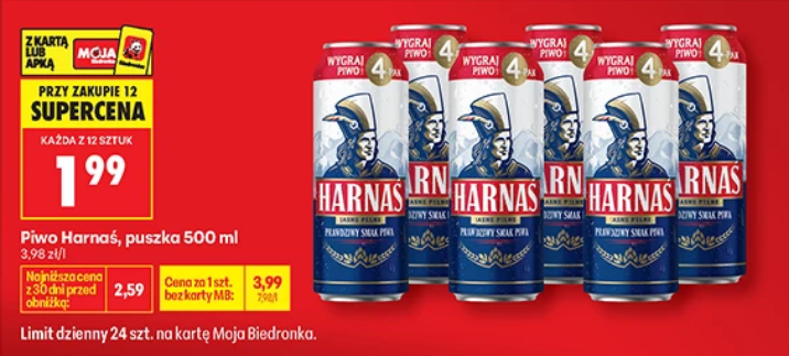 Piwo HARNAŚ, puszka 500 ml (przy zakupie 12 szt.)