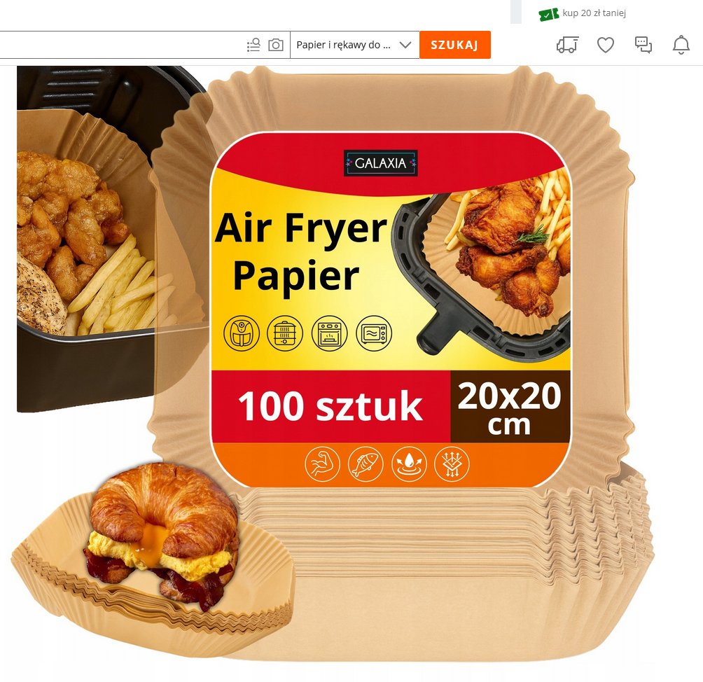 100X WKŁAD AIR FRYER, WKŁADY PAPIEROWE DO FRYTKOWNICY