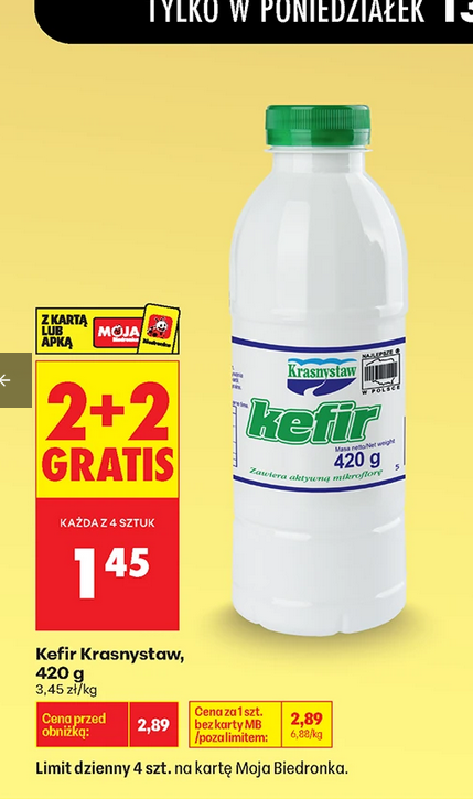 Kefir Krasnystaw, 420g (2+2 GRATIS)