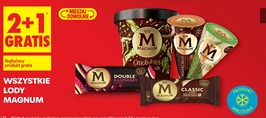 Wszystkie lody MAGNUM (2+1 GRATIS)