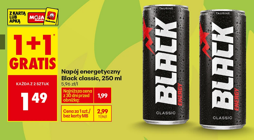 Napój energetyczny BLACK classic, 250 ml (1+1 GRATiS)