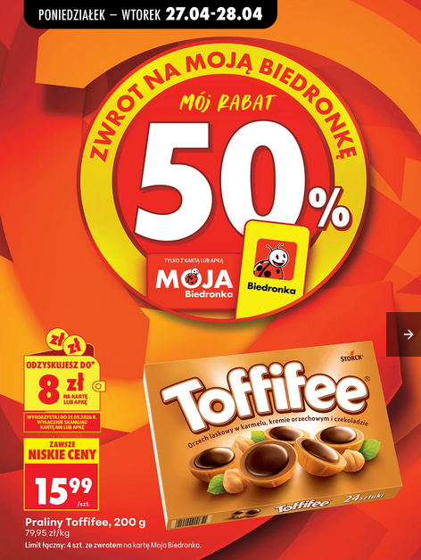 Praliny Toffi, 200g (zwrot 8 PLN)