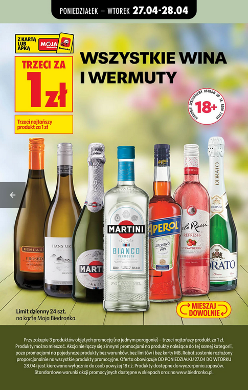 Wszystkie wina i wermuty (trzecia butelka za 1 PLN)
