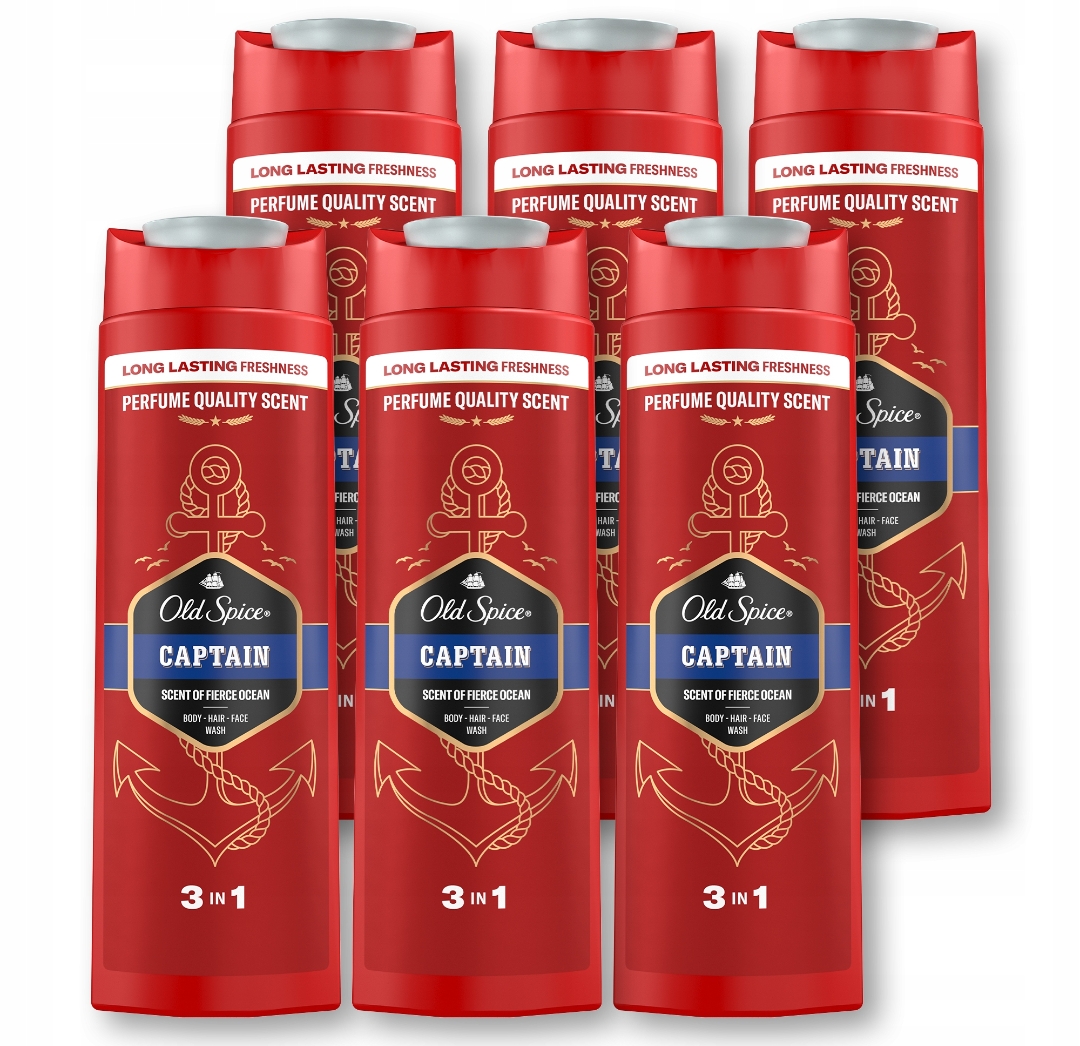Old Spice Captain Żel męski pod prysznic i szampon 3w1, 6 x 400ml