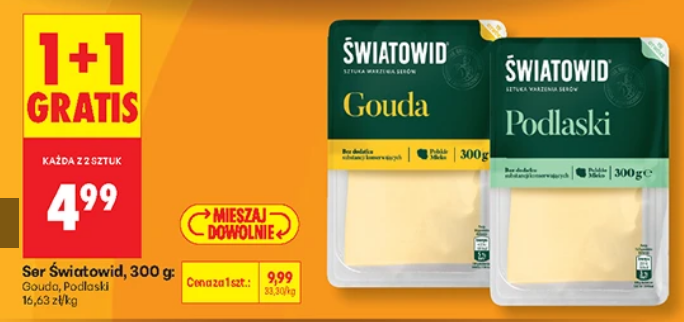 Ser Światowid, Gouda i Podlsaki, 300g (1+1 GRATiS)