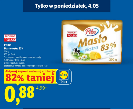 Masło PILOS EXTRA 83%, 200g