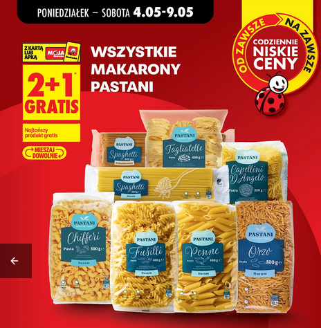 Wszystkie makarony PASTANI (2+1 GRATiS)