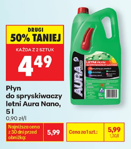 Płyn do spryskiwaczy Letni AURA NANO, 5 L (przy zakupie 2 szt.)