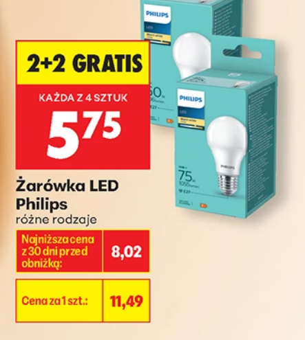 Zarówka LED Philips, różne rodzaje (2+2 GRATiS)