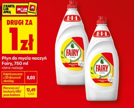 Płyn do mycia naczyń Fairy, 750 ML (drugi za 1 PLN)