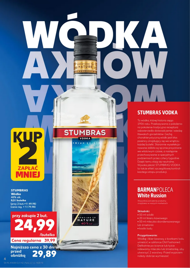 Wódka STUMBRAS 40%, 0.5 L (przy zakupie 2 szt.)