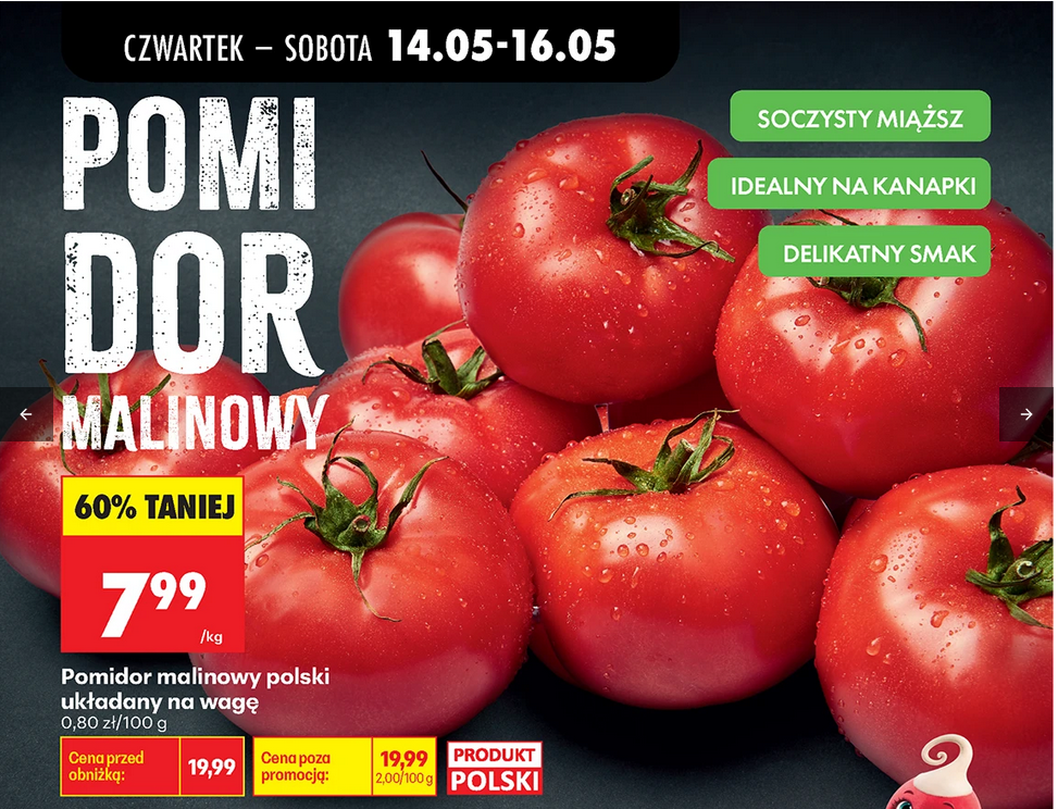Pomidor malinowy polski, układany, na wage, 1 KG
