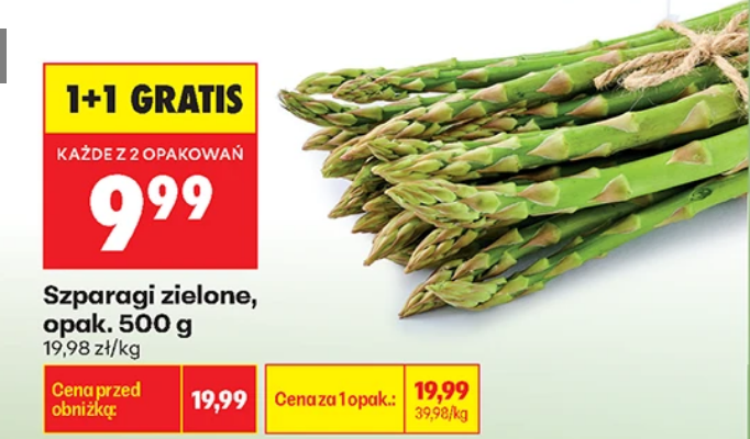 Szparagi zielone, opakowanie, 500g (1+1 GRATIS)