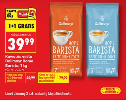 Kawa ziarnista DALLMAYR HOME BARiSTA, 1 KG (1+1 GRATiS)