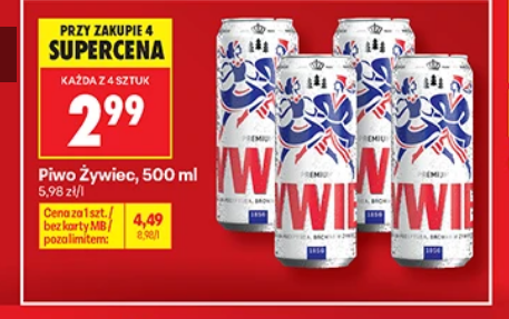 Piwo Żywiec, 500 ML (przy zakupie 4 puszek)
