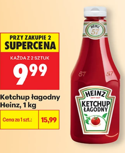 Ketchup łagodny Heinz, 1 kg (przy zakupie 2 sztuk)