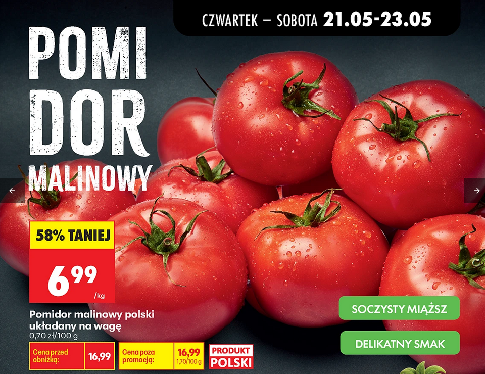 Pomidor malinowy polski układany na wagę, 1 KG