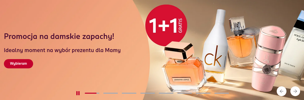 1+1 GRATIS zapachy damskie i męskie (kampania 1+1 Dzień Mamy)