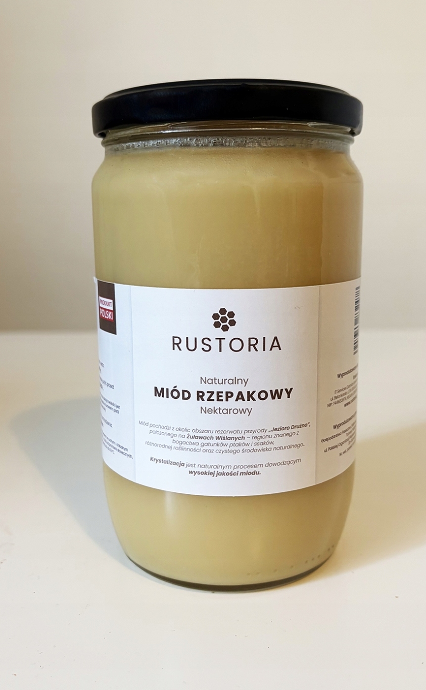 Naturalny miód rzepakowy 1kg RUSTORIA PREMIUM