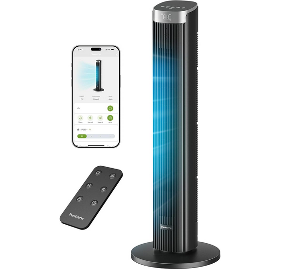 Cichy wentylator, inteligentny wentylator kolumnowy 23 dB, oscylacja 90°, 4 stopnie, timer 12 h Amazon