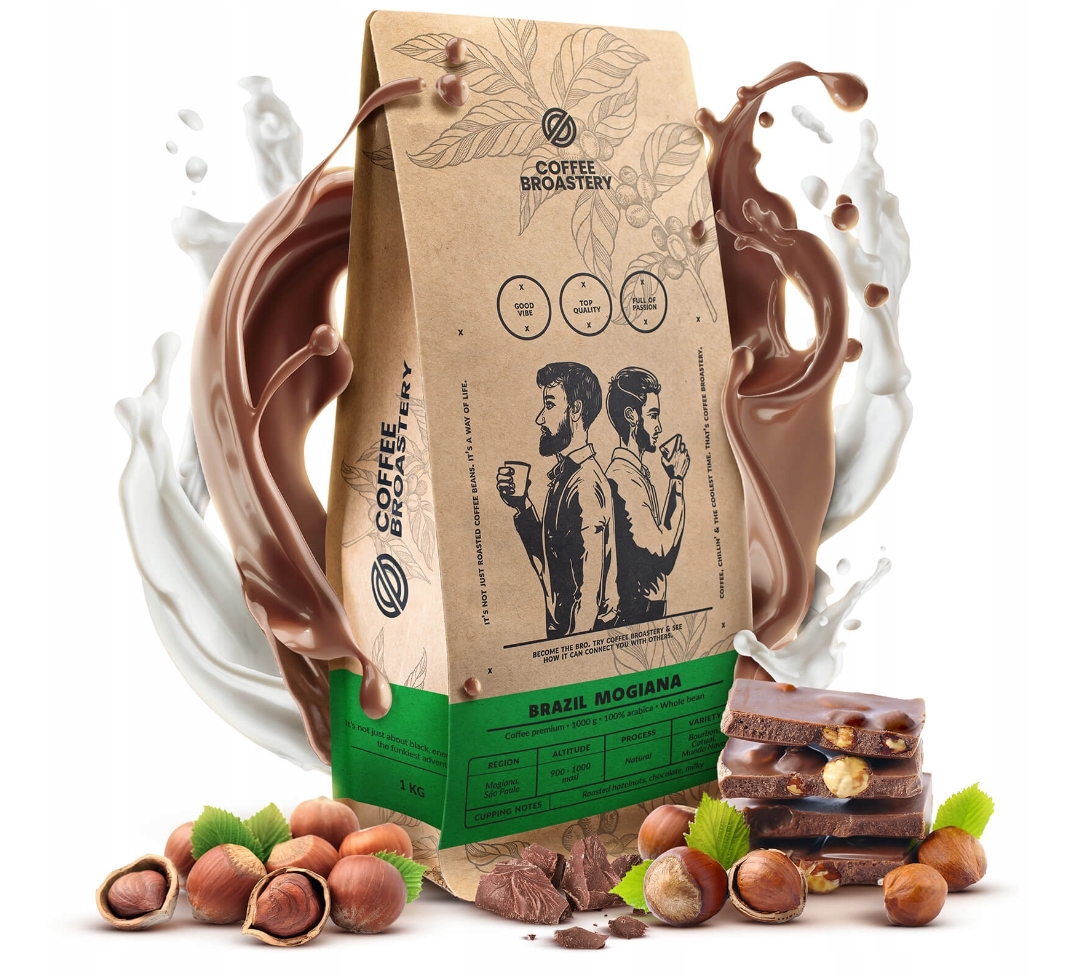 Kawa ziarnista 1kg Coffee Bro Brazylia Mogiana 100% Arabica ŚWIEŻO PALONA