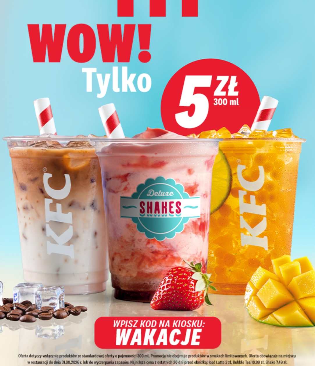 Kupon w KFC na Iced Latte, Shake lub Bubble Tea za 5 zł