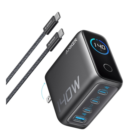 Ładowarka sieciowa Anker 140W 4-porty PD 3.1 GaN 3xUSB-C 1xUSB-A czarna Allegro