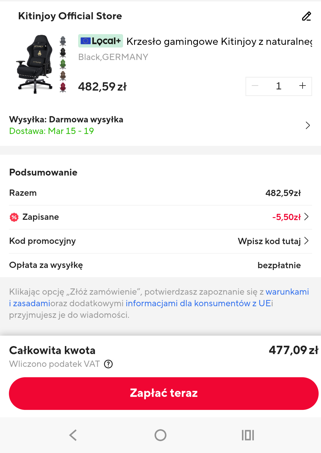 Fotel gamingowy kitinjoy