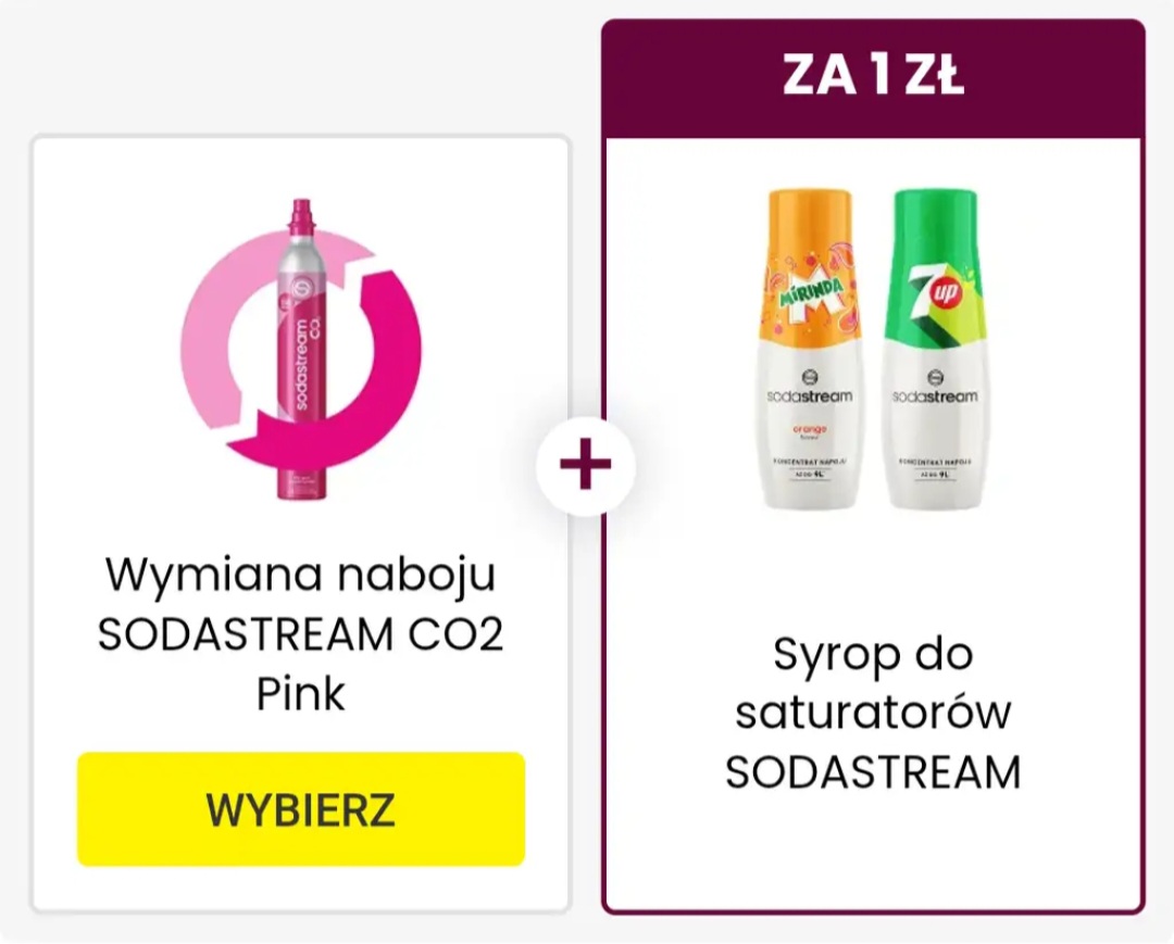 [Media Expert] Wymiana naboju SODASTREAM + Syrop Mirinda Lub 7Up za 1zł