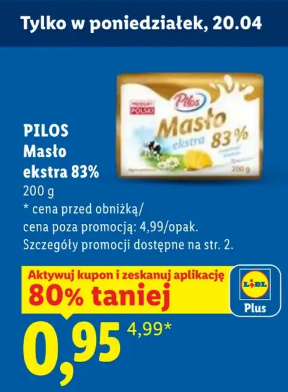 [Lidl] PILOS - Masło ekstra 83% 200g