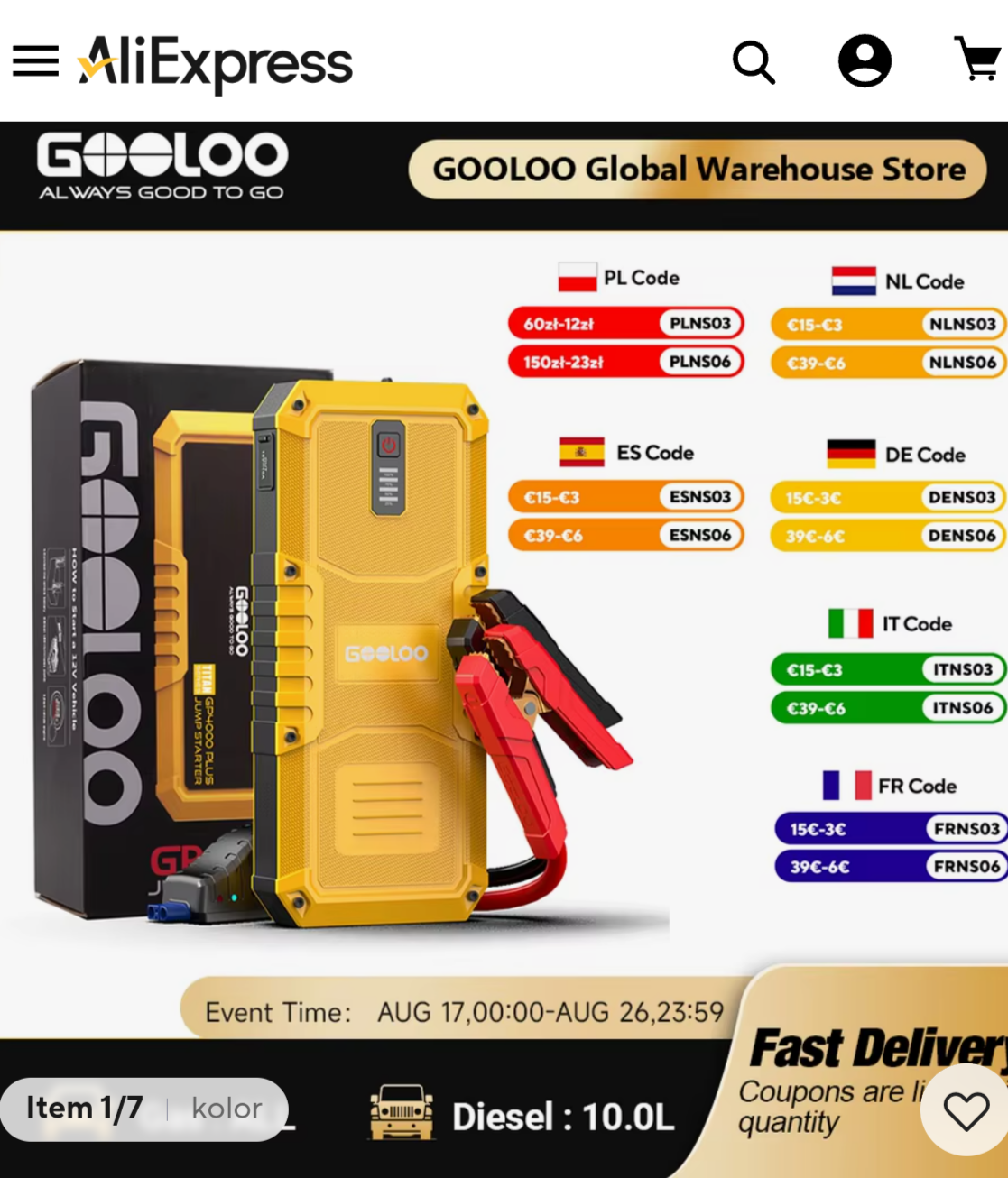 Gooloo urządzenie rozruchowe powerbank 20 000mah