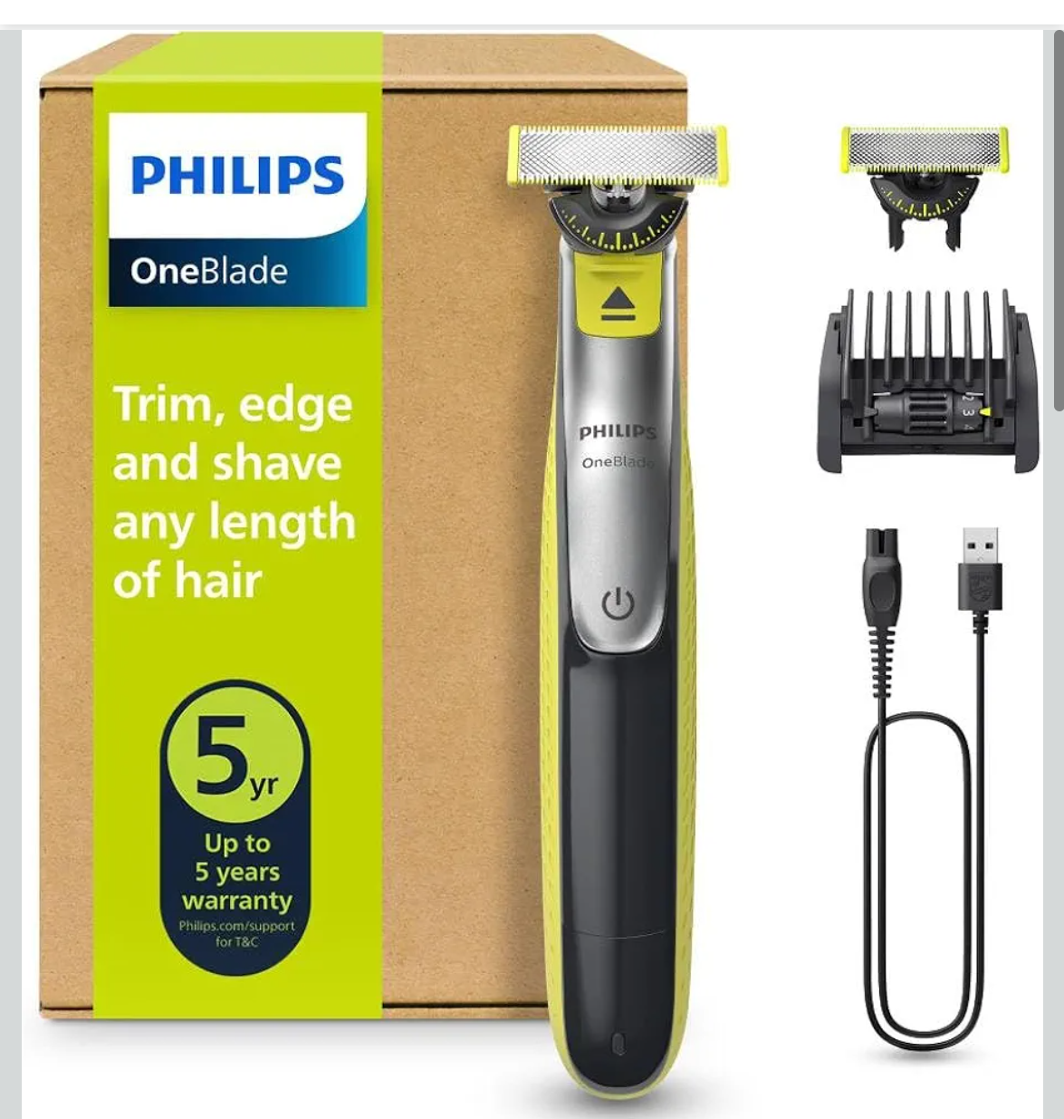 Autentyczny Golarka hybrydowa Philips OneBlade 360 Face — Elektryczny Trymer do Brody i Golarka z Ostrzem 360 QP2734/30