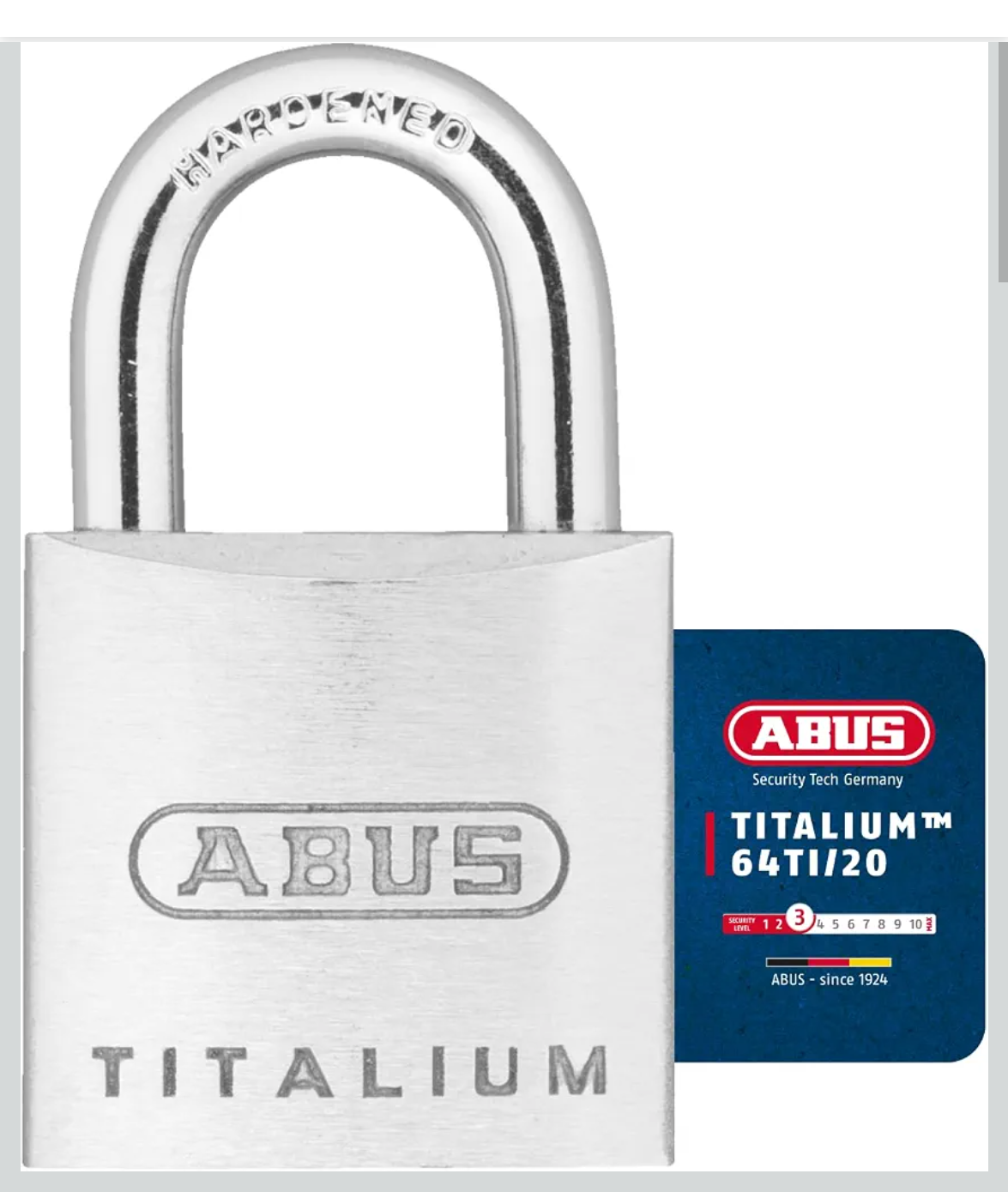 Abus 56385 Zestaw 2 kłódek 20 mm srebrny Specjalny aluminiowy korpus pałąk z hartowanej stali poziom bezpieczeństwa 3 - 20 mm 15 g