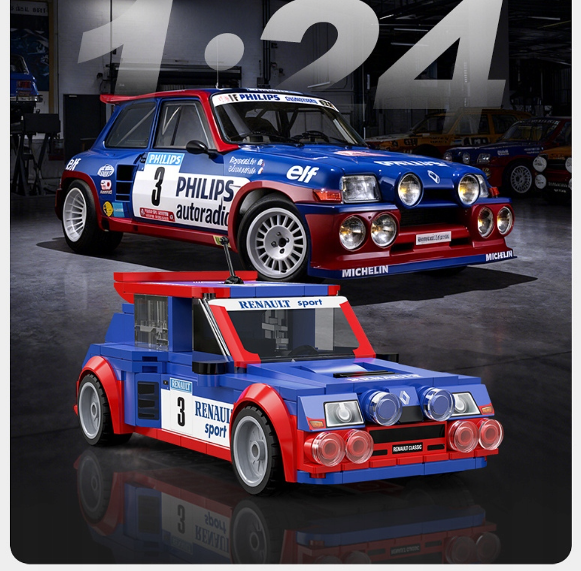 KLOCKI CADA WYŚCIGÓWKA SAMOCHÓD WYŚCIGOWY RENAULT 5 MAXI TURBO 308 ELEM.
